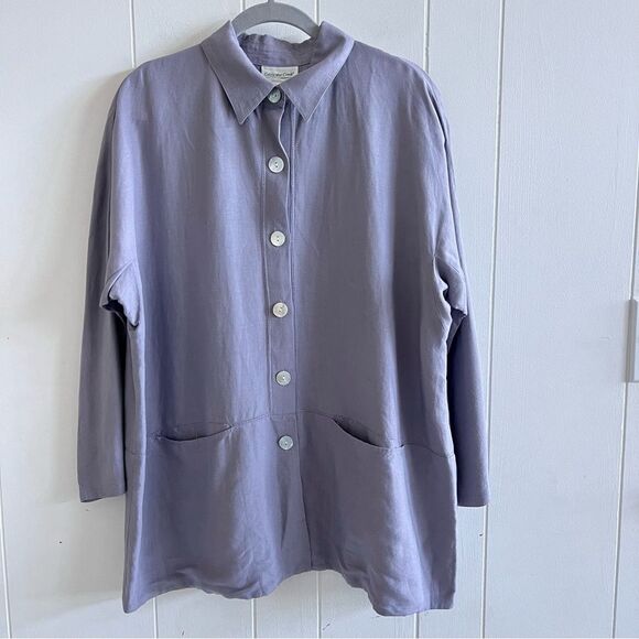 Coldwater Creek Linen Blend Button Front Tunic - Picture 1 of 9